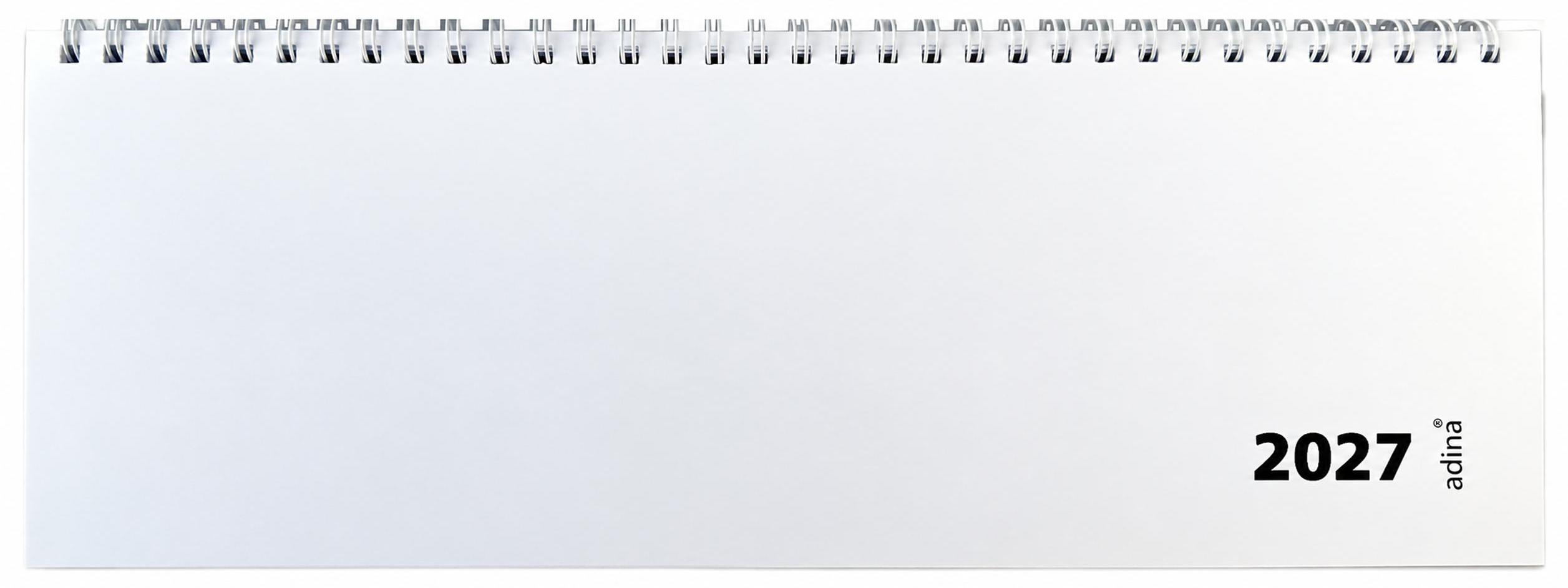 2027 ADINA Tischquerkalender 1W/1S weiss Kartondeckel 30x10cm 201258