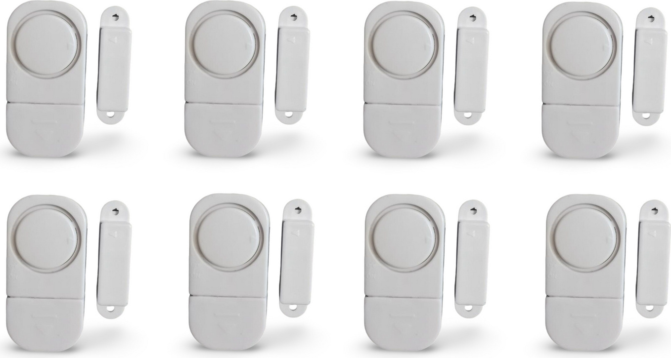 Buri 8er Set Kontaktalarm Tür Fenster Alarm Alarmanlage Haus Wohnung Schutz mit Batterien VX12886-8er