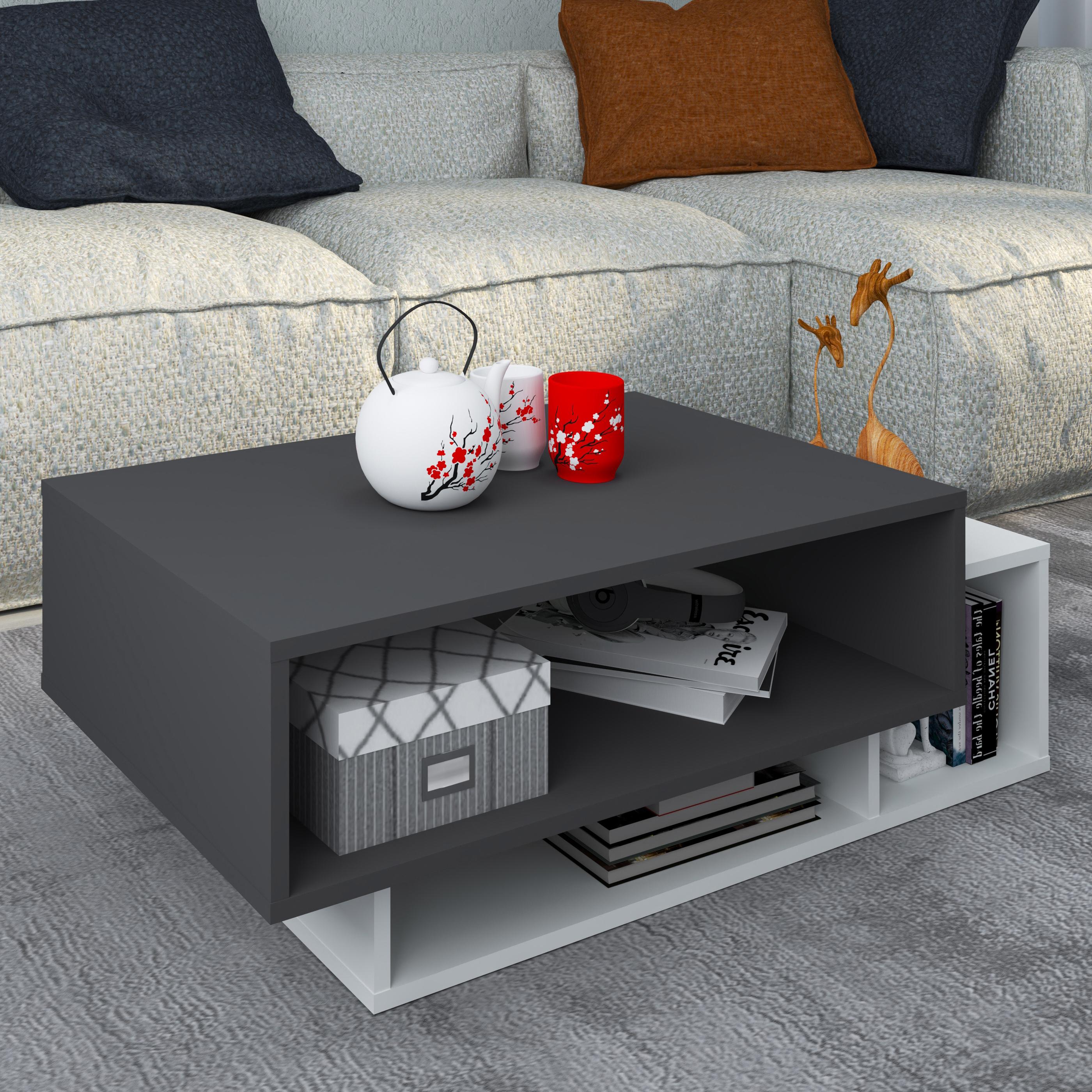 VCM Holz Couchtisch | Sofatisch mit ausreichend Stauraum | Maße ca. H. 35 x B. 88 x T. 50 cm | Wohnzimmertisch - Runila 56-918609