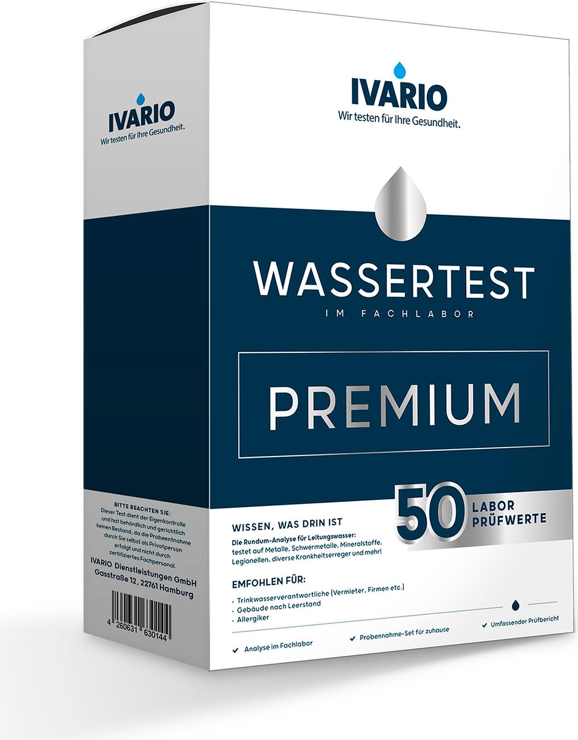 Ivario Premium Wassertest, 50 Parameter inkl. Test auf Legionellen Premium-Wassertest