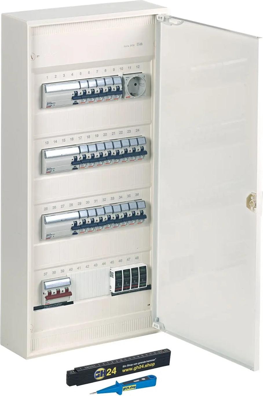grenda-hammer | Sicherungskasten auf Putz 4-reihig fertig verdrahtet mit Gewiss Einbaugeräten