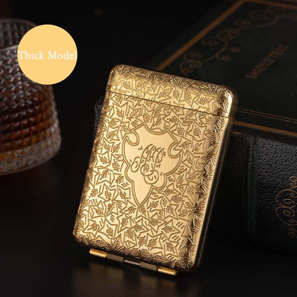 INF Metall Zigarettenetui mit Klappdeckel für 16 Zigaretten im King-Size-Format Gold 393260