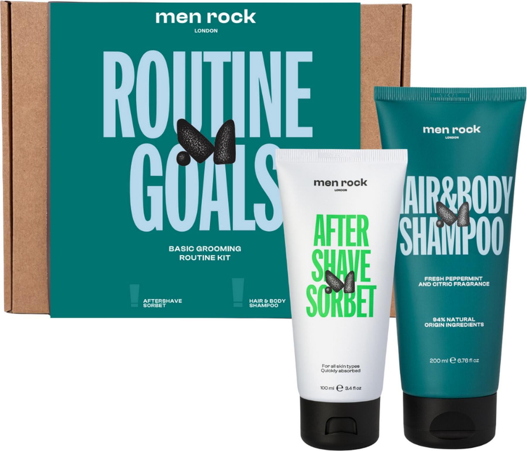 Menu Men Rock Routine Goals Basic Grooming Routine Kit Aftershave Sorbet Shampoo