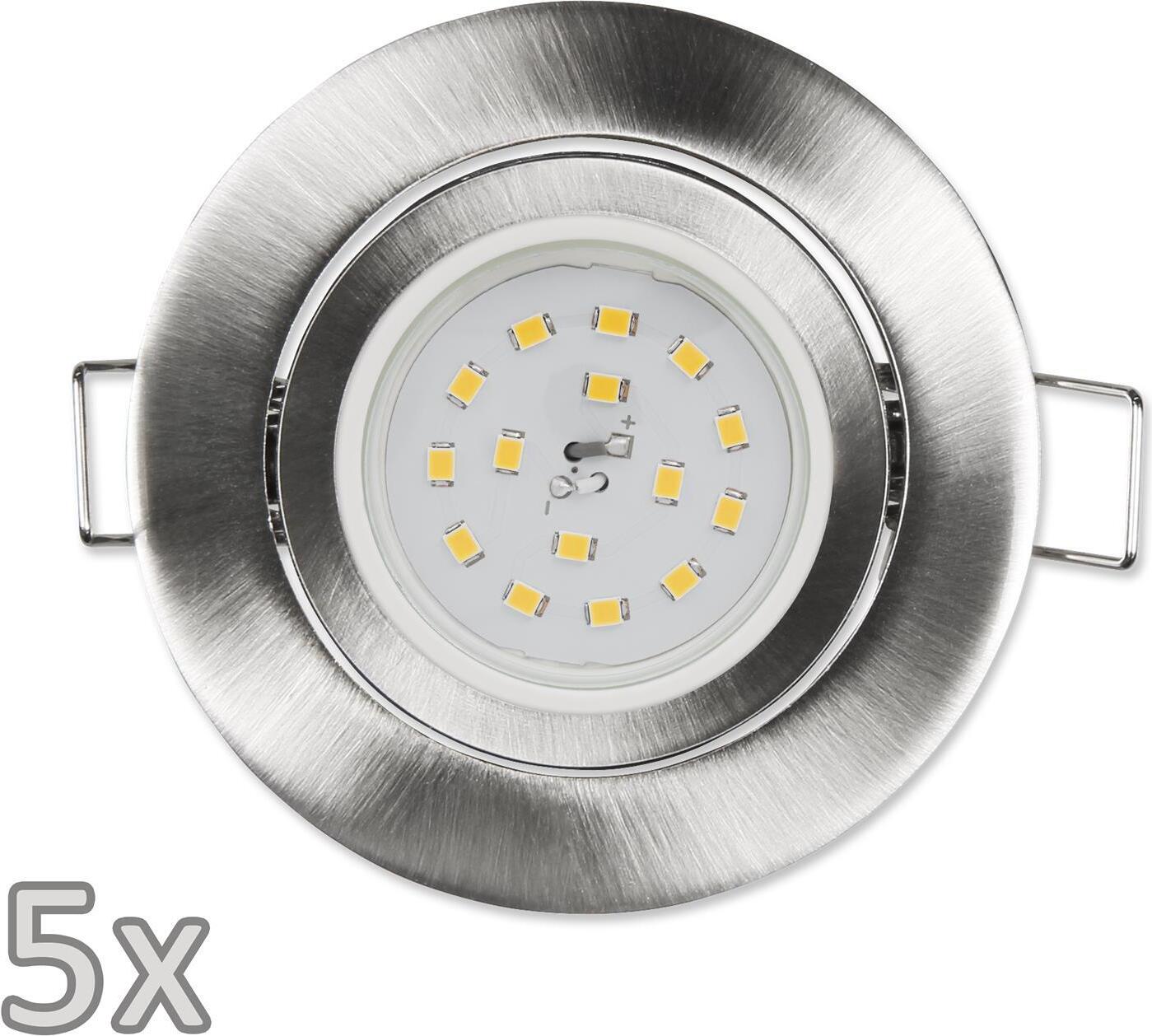 Einbauleuchten-Set McShine, 5xRahmen, 5xLED-Strahler, 5W, 400lm, 230V, Edelstahl 1452961