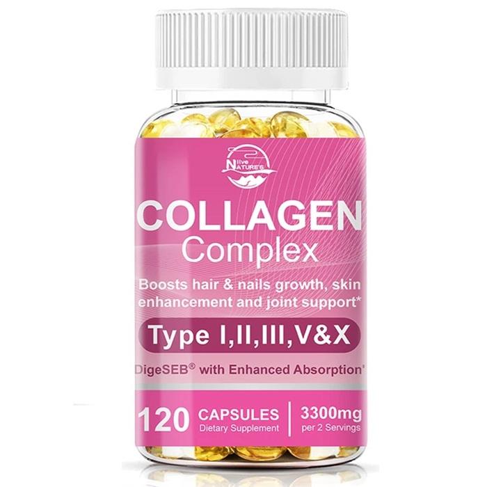Natures Live Collagen Complex 3200mg (120 Kapseln) Nahrungsergänzungsmittel, Haut, Haare, Nägel, Gelenke, Anti-Aging, Hautgesundheit, Körpergesundheit