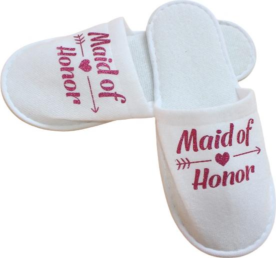 INF Brautjungfern Hausschuhe für Hochzeit, Spa, Hotel - 2 Stück Rot 388099