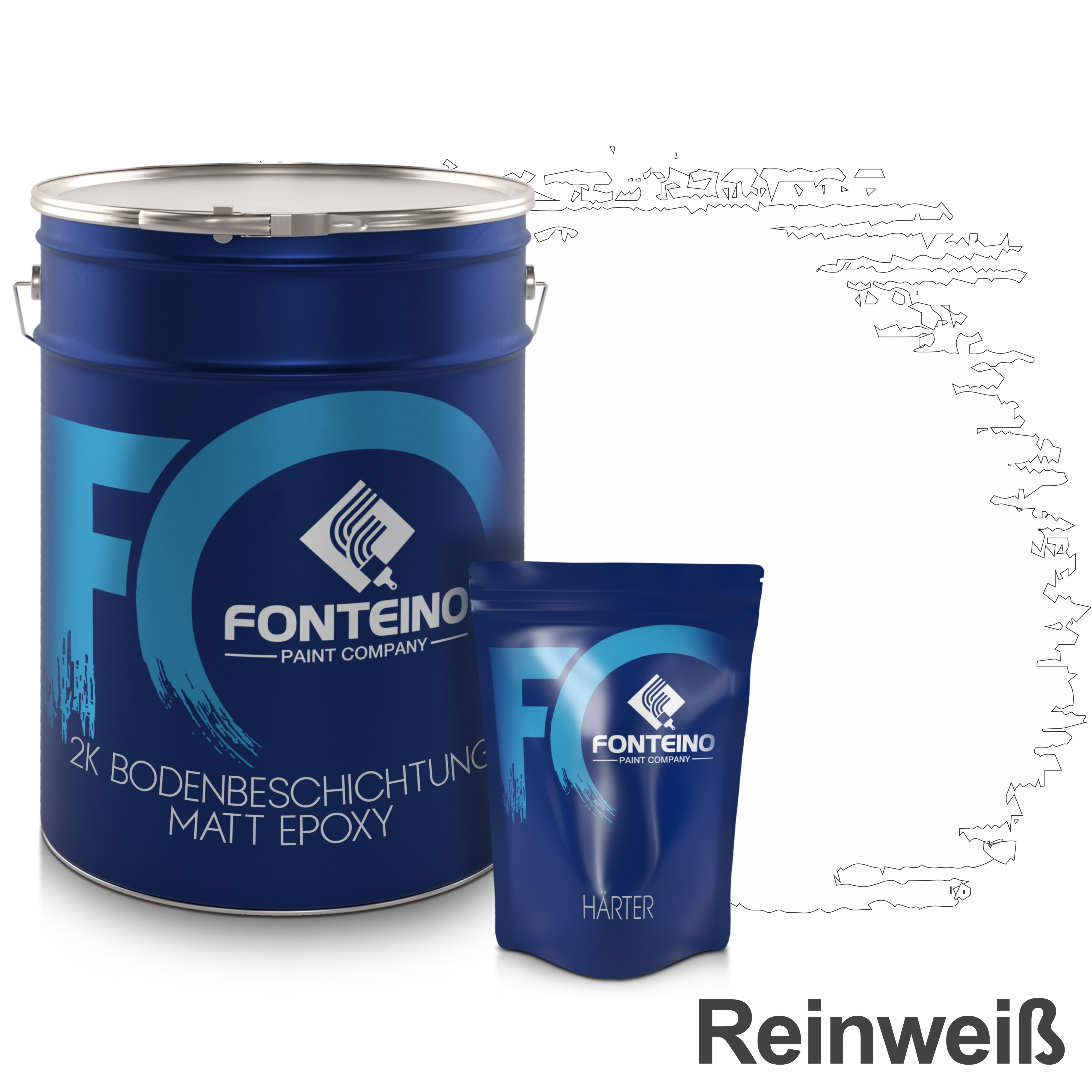 FONTEINO 2K Fliesenlack MATT Wandfliesen Bodenfliesen Fliesenfarbe Reinweiss - 2,5Kg