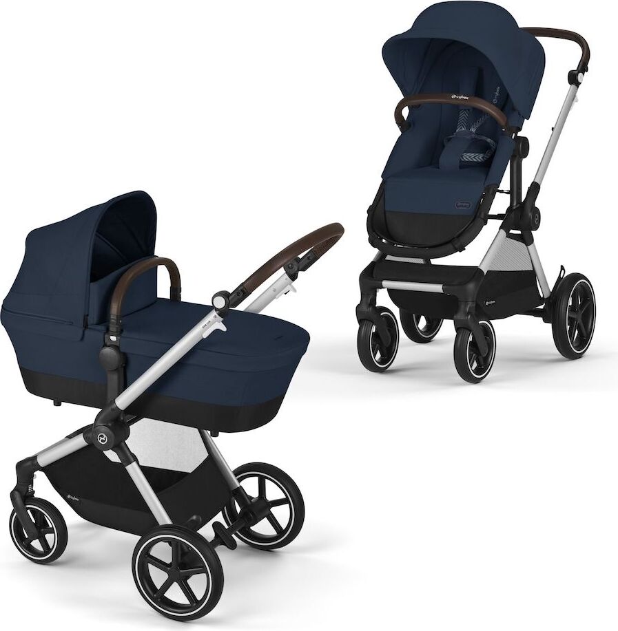 Cybex EOS Lux Kinderwagen (2-in-1 Kinderwagen), Cybex Kinderwagen Gestell:Silver, Farbe:Ocean Blue 0231.00.000906