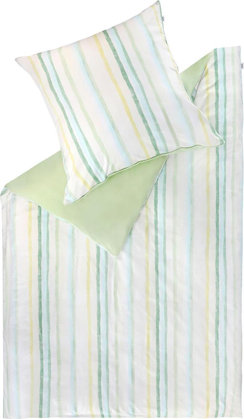 Stoeckler & Grimmler Flanell-Wendebettwäsche - 155 x 220 cm - Pastellgrün - Baumwolle - mit Reißverschluss 77387-090-155-220