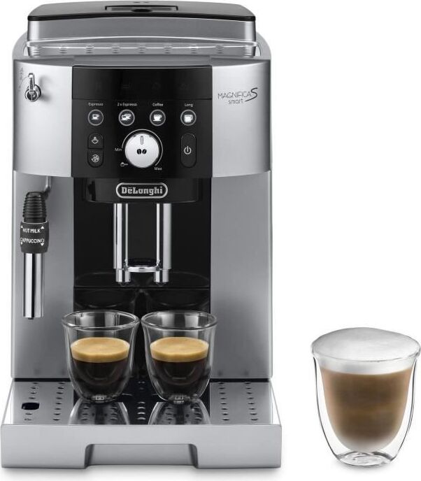 Plne automatický kávovar, DELONGHI Magnifica S Smart ECAM250.23.SB, 1,8 l zásobník na vodu, 15 barov, nerezová oceľ, sivá farba