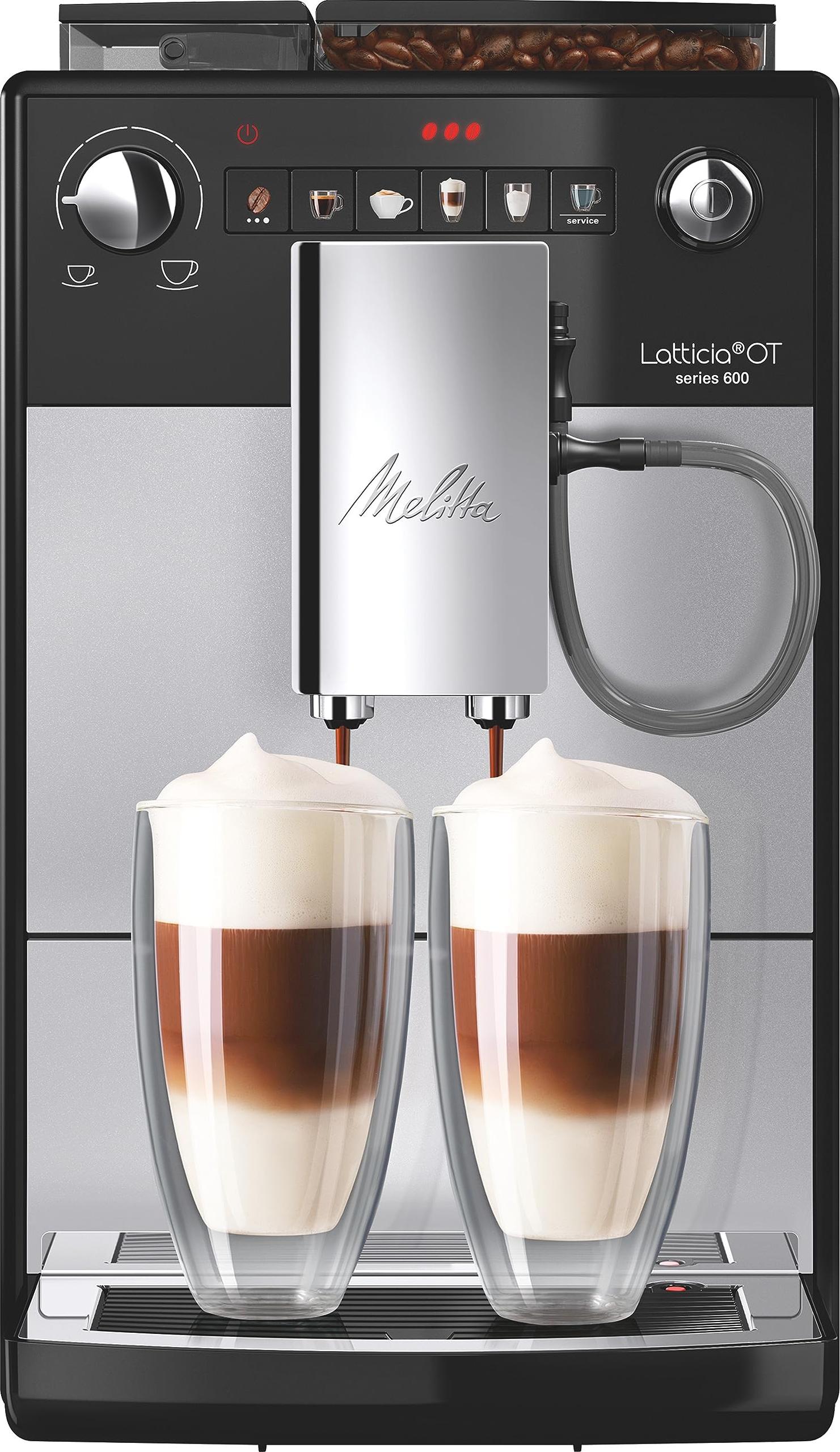 Melitta Latticia OT F300-101, Espresso kávovar, 1,5 L, Kávové zrná, Vstavaný mlynček, 1450 W, Čierna