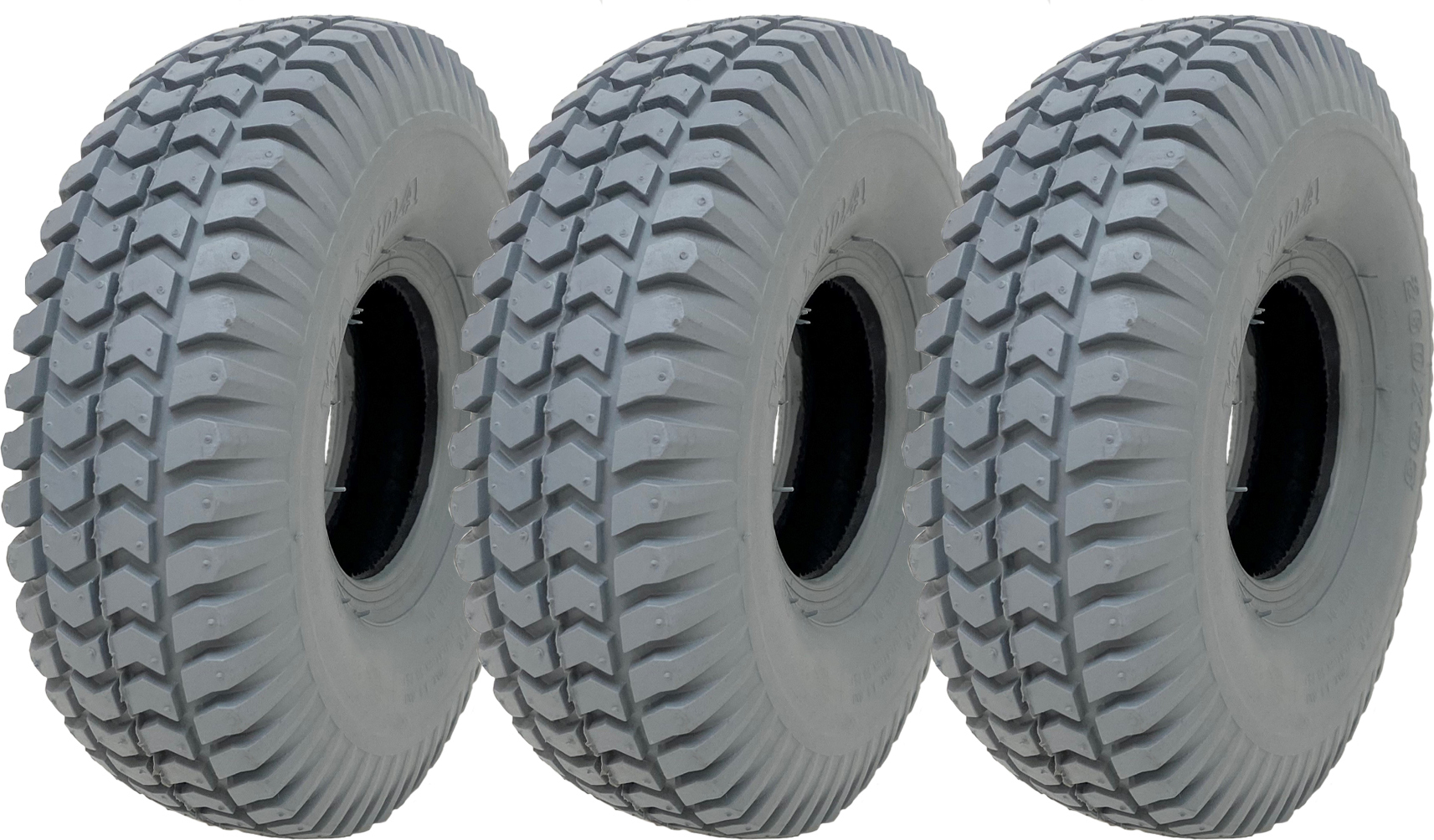 260x85 Grey Mobility Scooter Pneumatika 3.00x4 Pneumatika P6023 Non Marking Tread (sada 3)