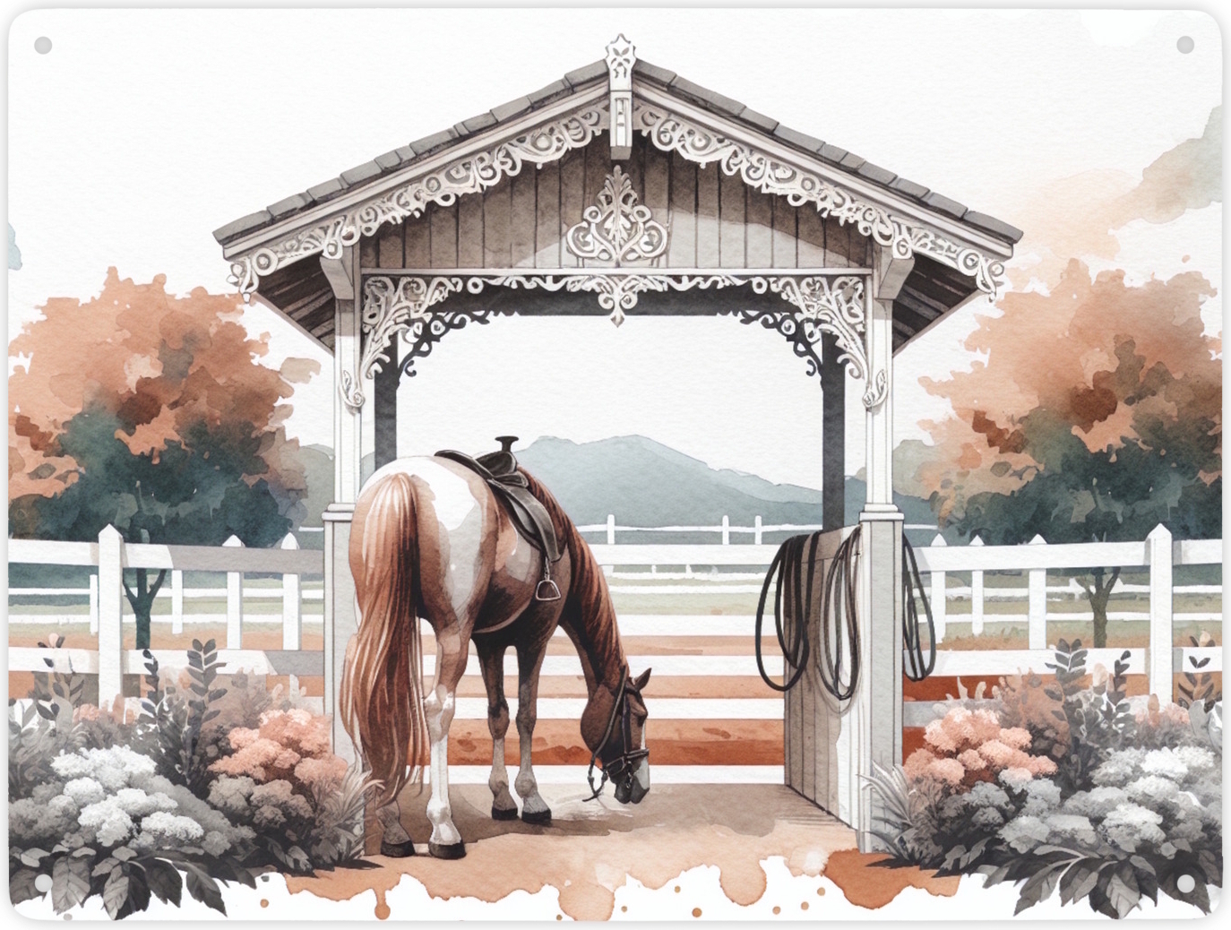 speecheese Geschecktes Westernpferd Metallschild XXL in 28x38 cm