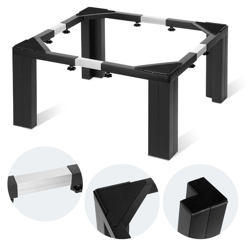 Hengda Einstellbare Waschmaschinen Untergestell aus Stahl, Waschmaschine Sockel - Schwarz + Silber - Belastung: 400 kg RL-HG10264-1-HDg