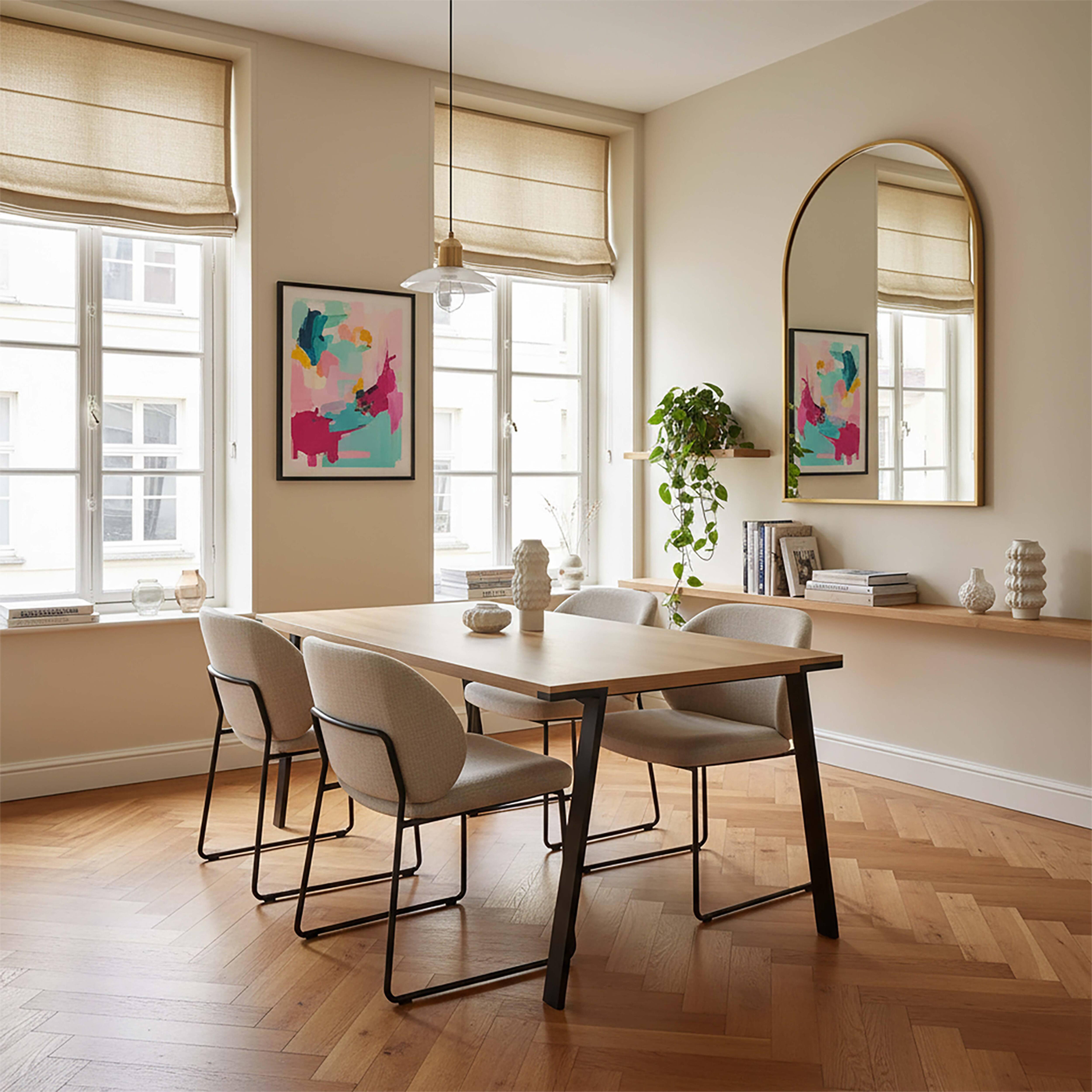 Rechteckiger Esstisch aus Melamin und Stahl 180 cm - Oviala Lise