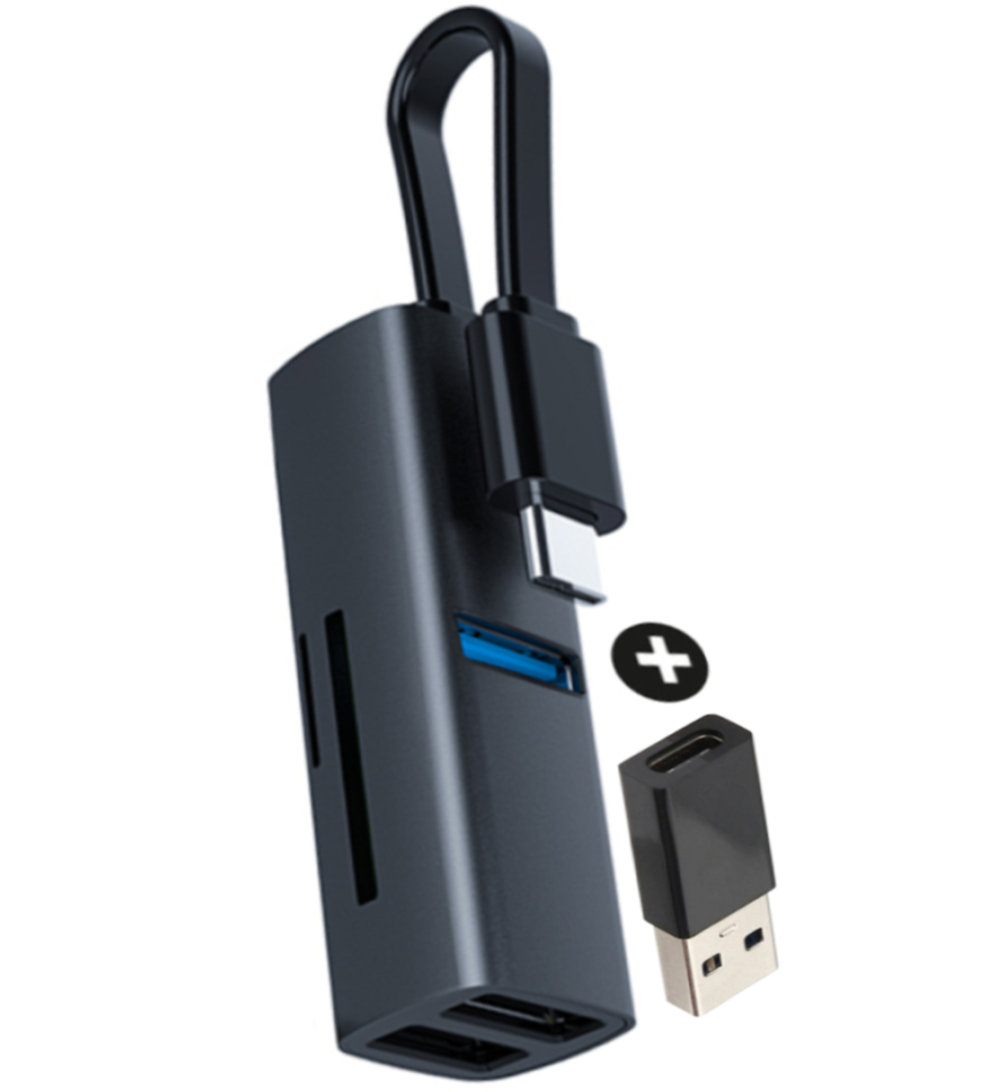 Rolio SD Kartenleser - All In One USB 3.0 und USB C Speicherkartenleser - SD/TF/USB 3.0 Kartenleser - Inklusive Konverter RA-03
