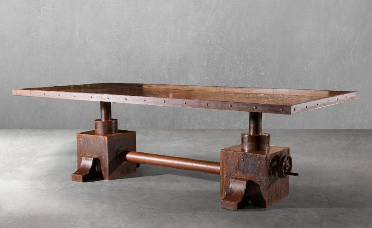 Demotex GmbH Casa Padrino Luxus Industrie Stil Schreibtisch Rost 240 x 110 x H. 73 cm - Metall Industrie Stil Bürotisch - Industrie Stil Metall Büro Möbel - Luxus Industrie Stil Metall Möbel