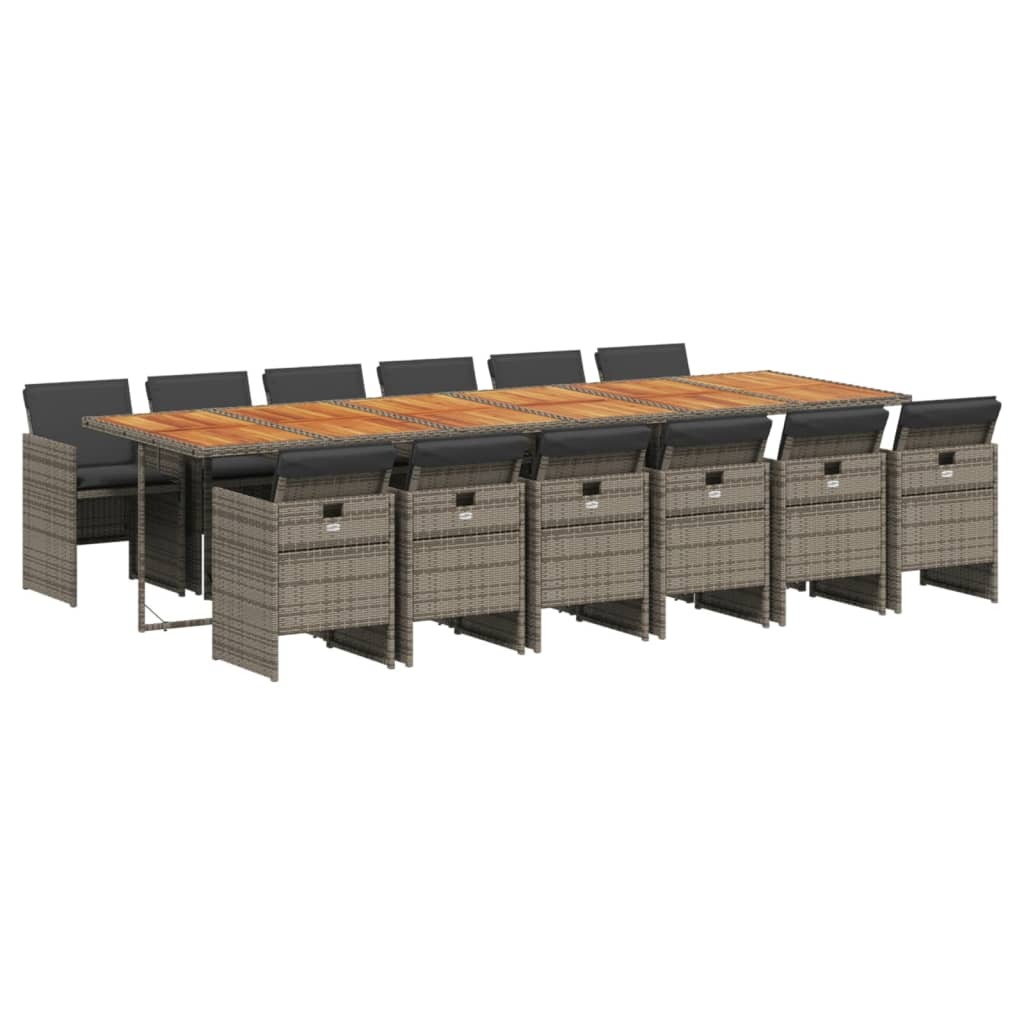 vidaXL 13-dielny záhradný jedálenský set s vankúšmi sivý polyratan