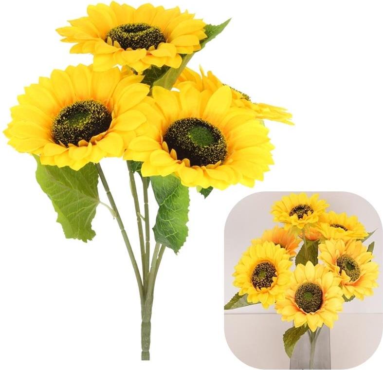 Nobo Kids Sonnenblumenstrauß Kunstblumen 5 Sonnenblumen für eine 45 cm Vase