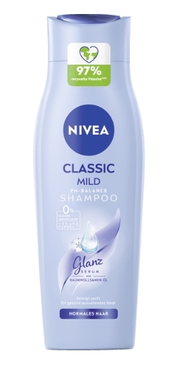 Nivea Šampon Classic Mild, 250 ml. Profesionálny šampón od Nivea s klasickou jemnou vôňou. Účinne čistí a stará sa o vlasy.