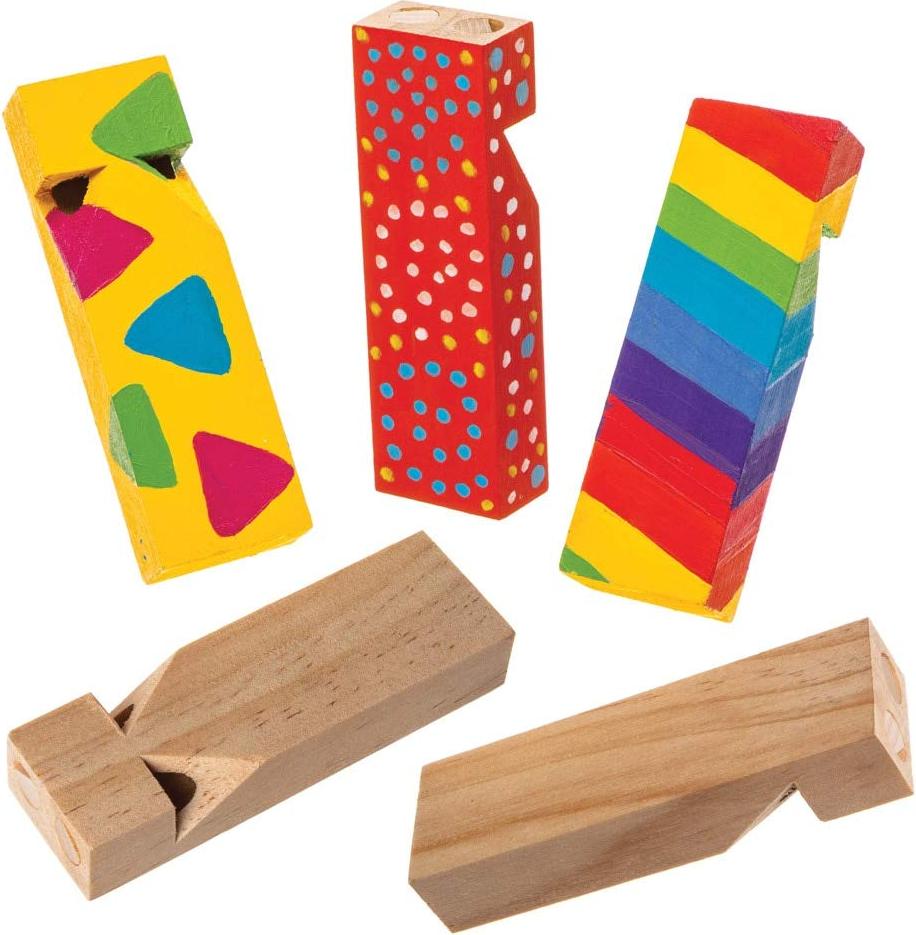 Baker Ross Pfeifen aus Holz (5er-Pack) Perfekt für Kinder-Goodie-Bags, Halloween-Partyartikel, Pinata-Füller oder Geburtstagsgeschenke für Jungen / Mädchen