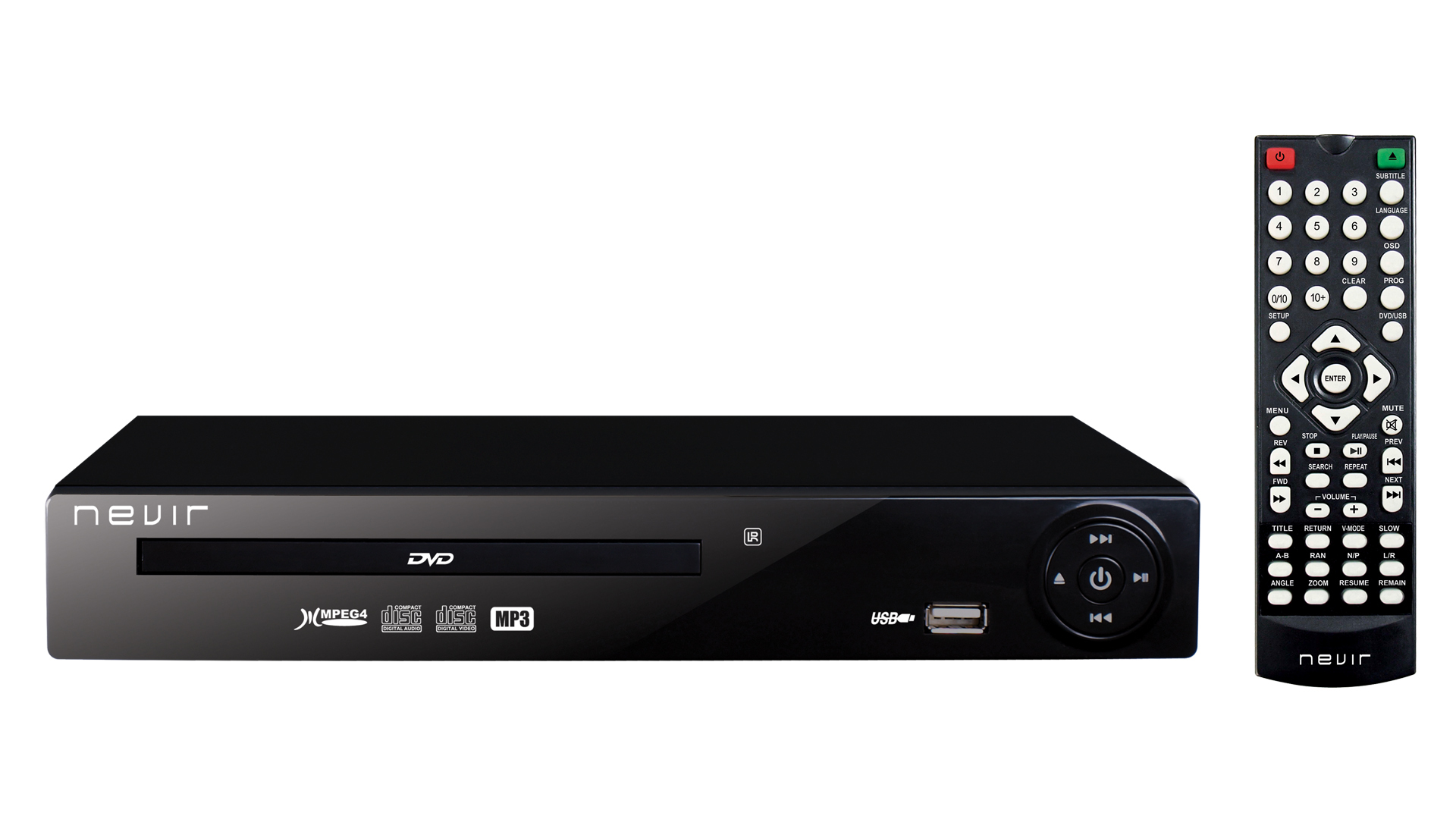 Nevir NVR-2324 DVD-U, NTSC, PAL, 4:3, 16:9, Dolby Digital, AVI, MPEG1, MPEG2, MPEG4, XVID, MP3, WMA, JPG NVR-2324DVD-U