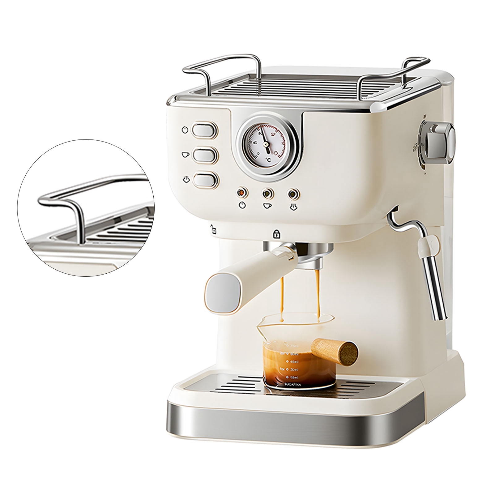 Kávovar, 1050 W, 1,5 l, veľký objem, poloautomatický vysokotlakový extrakčný kávovar 20 barov pre súkromné kaviarne