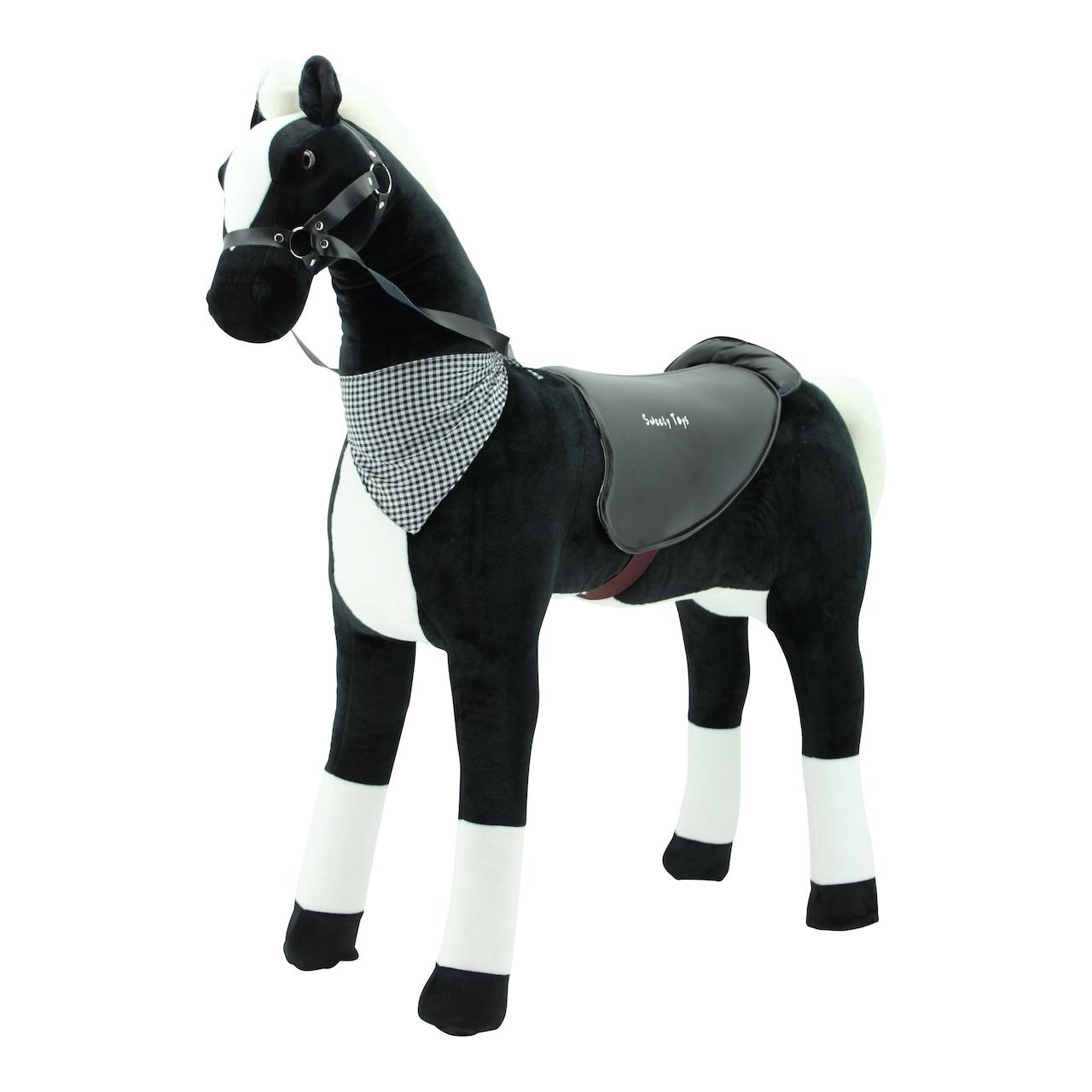 Sweety-Toys Sweety Toys 12893 Plüsch Stehpferd Sicherheit stabiles Robustes XXL Riesenpferd Höhe 125 cm Pferd Reitpferd mit Stahlunterbau schwarz