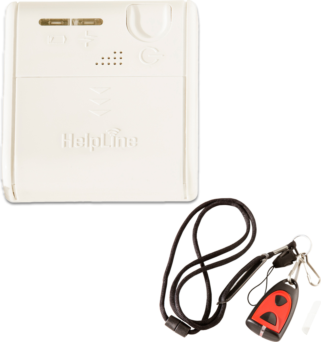 Helpline Mini: Kleiner mobiler Hausnotruf mit spritzwasserfestem Notrufsender und Gürtel Clip für die häusliche Pflege; Notrufsystem mit Funk Notruf Halsband; Notrufknopf Senioren; Pflegeruf Set