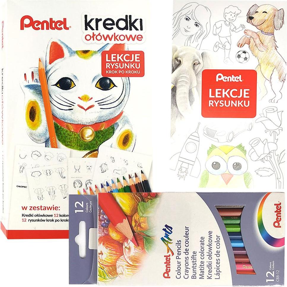 Pentel Set mit Zeichenunterricht + Buntstifte