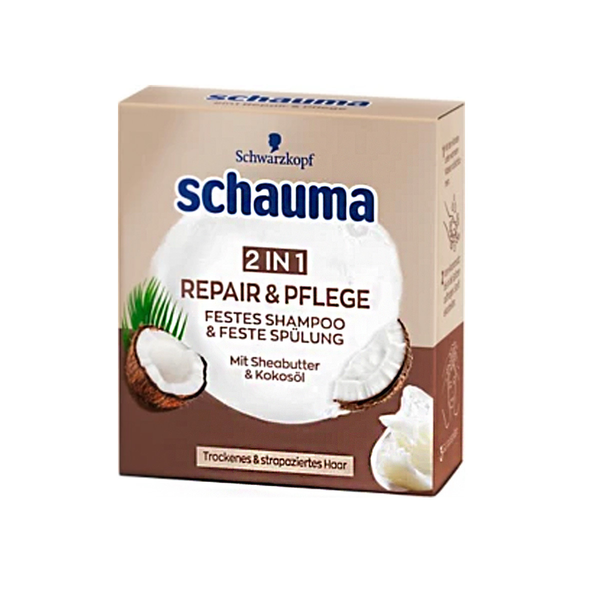 Schauma 2v1 regeneračný a ošetrujúci tuhý šampón a kondicionér Kokos 60g