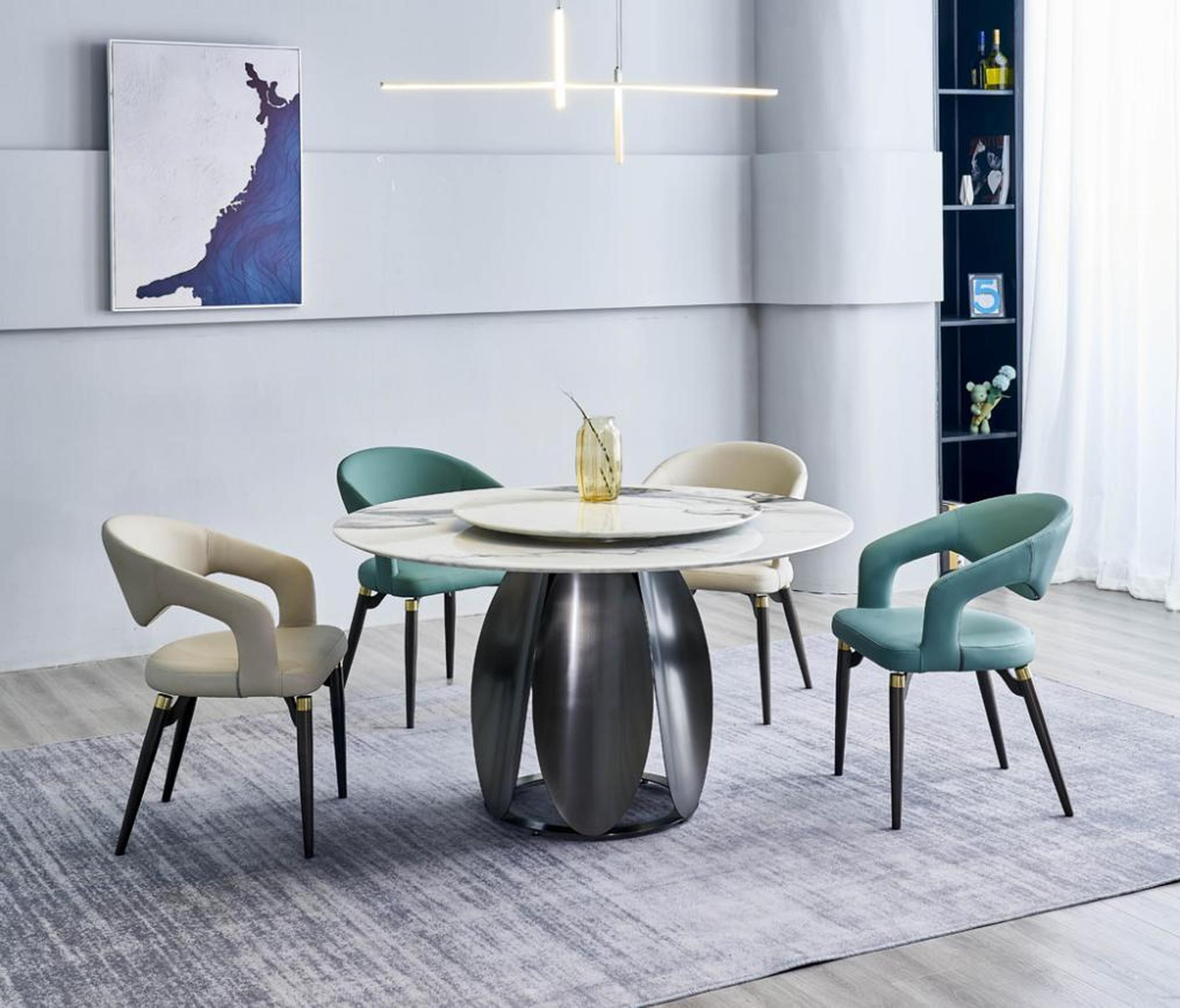 AEA Esszimmer Set Stilvoller Rundtisch 4x Stühle Esstisch Esszimmermöbel