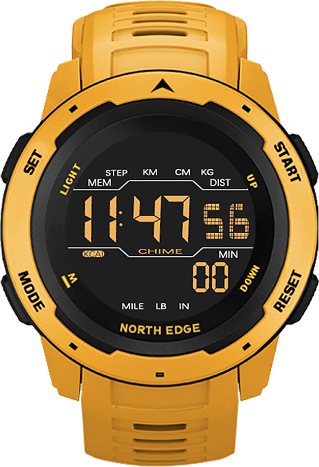 NORTH EDGE Herren Digitaluhr Herren Sportuhren Dual Time Schrittzaehler Wecker Wasserdichte 50M Digitaluhr Militaeruhr