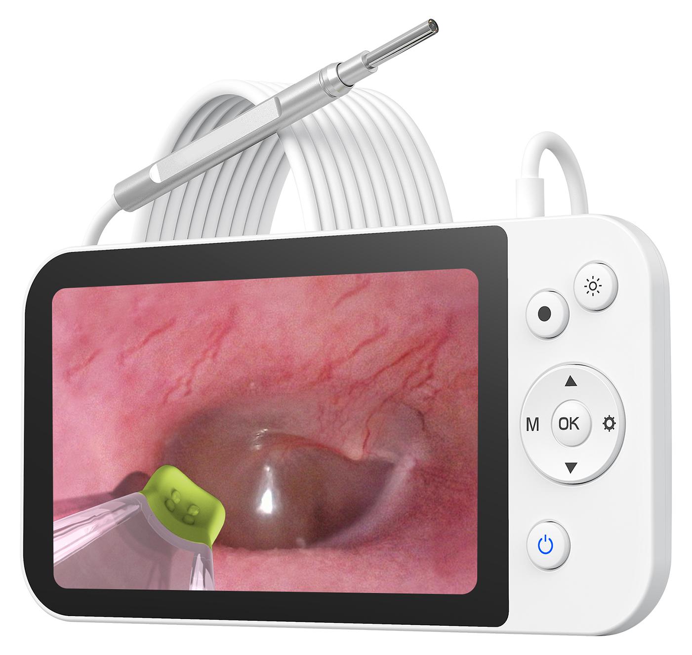 3,9 mm otoskopická kamera s 5-palcovou IPS obrazovkou, 1080P HD, digitálny otoskop, endoskop, inteligentné vizuálne ušné štuple pre deti a dospelých, s pamäťovou kartou MS500