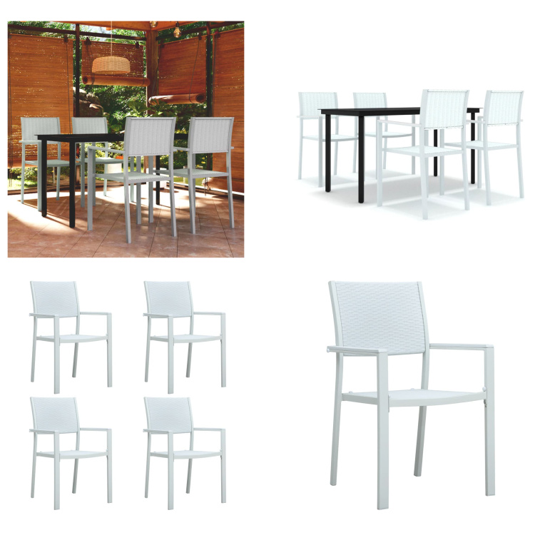 vidaXL 5-dielny záhradný jedálenský set biely - Záhradný jedálenský set - Záhradné jedálenské sety - Jedálenský set - Záhradný nábytok