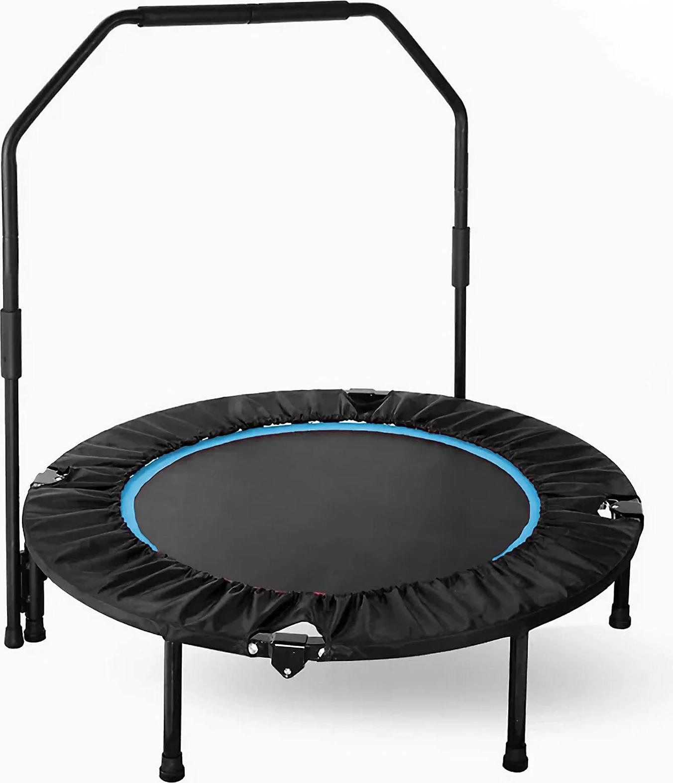 Mini fitness trampolína - Skladacia trampolína s nastaviteľnou rukoväťou - Ø101 cm - Max. Zaťaženie 150 kg - Na tréning v interiéri - Čierna/modrá