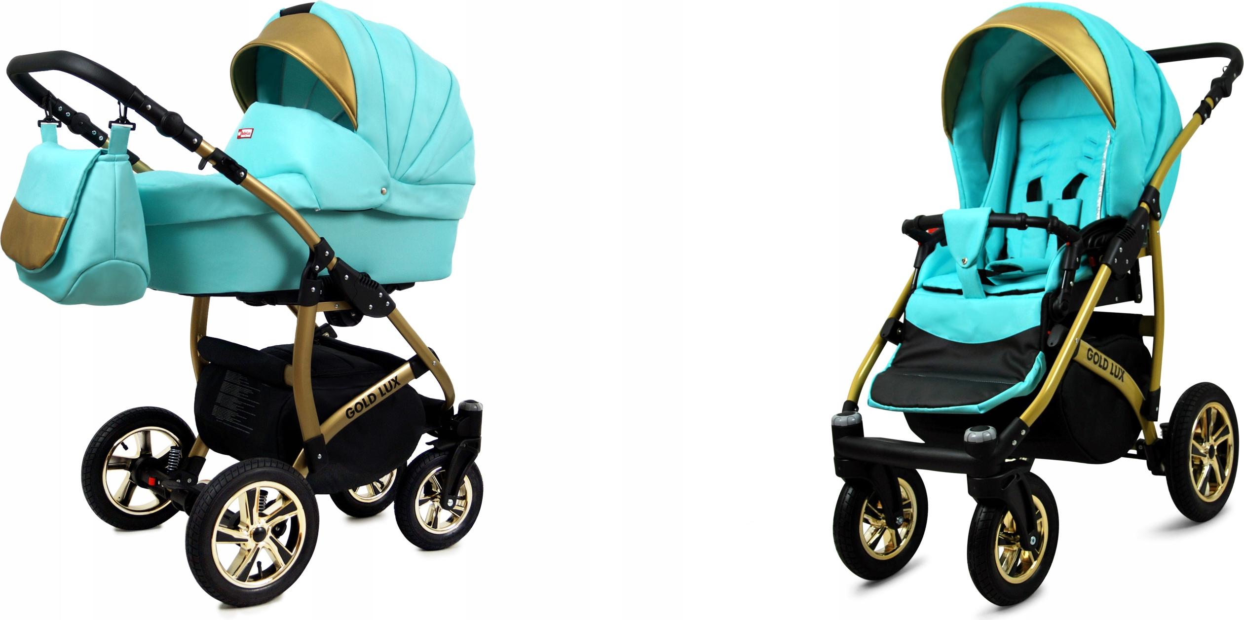 BabyLux Gold Lux | 2in1 Kinderwagen Set | Mint | Kombikinderwagen | Kinderwagenset | Buggy + Ba