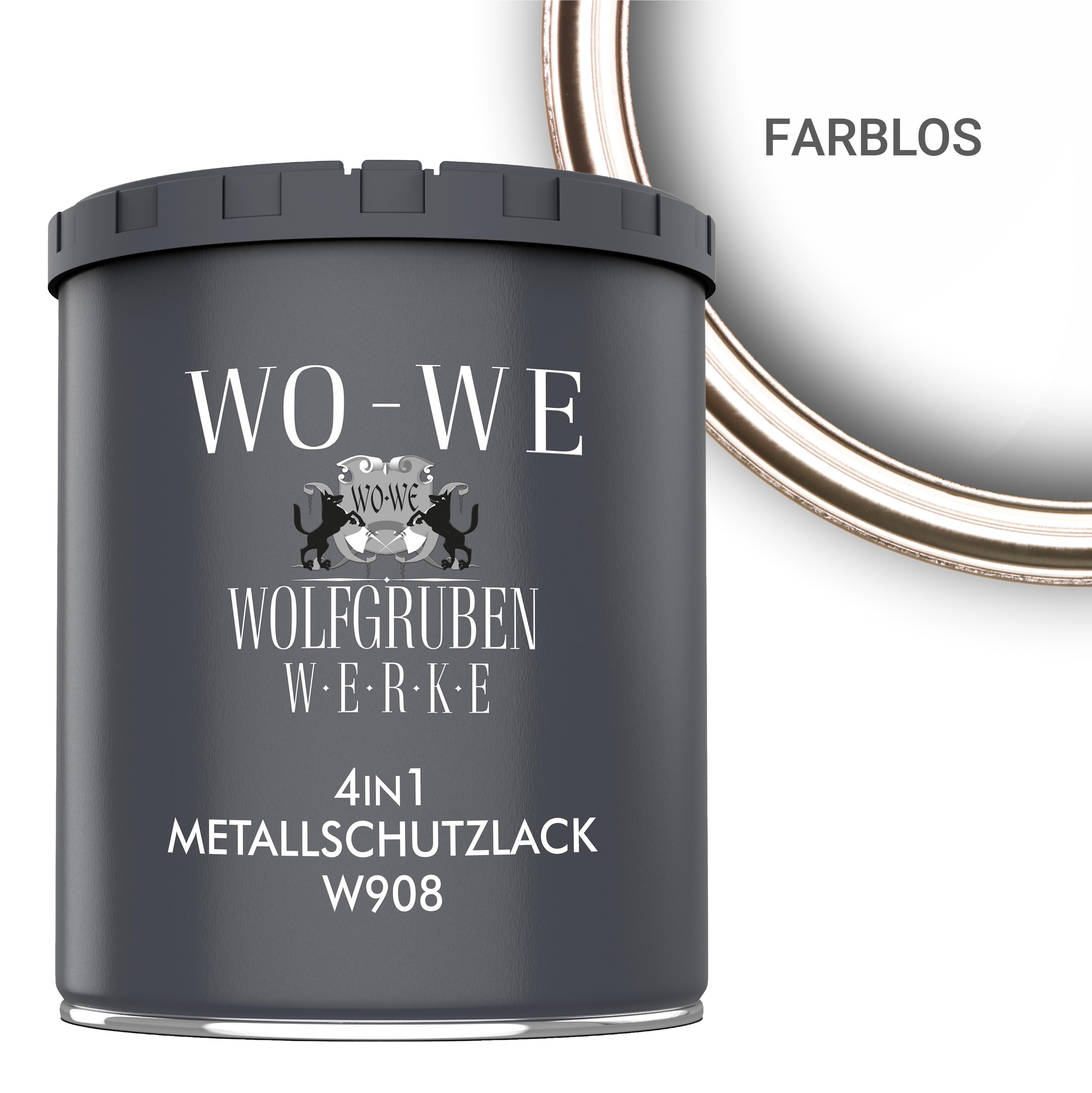 WO-WE Metallschutzlack 4in1 Metalllack Metallfarbe Metallschutzfarbe W908 Farblos - 750ml