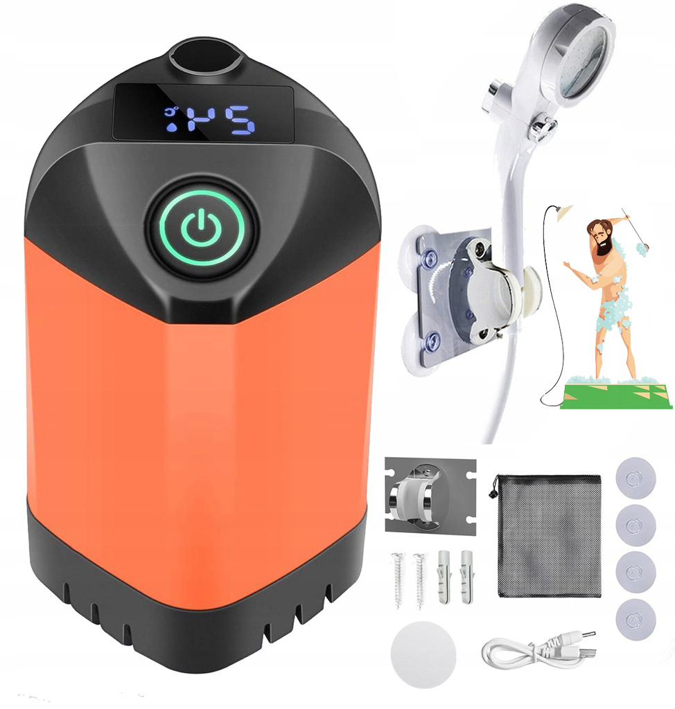 Douche Portable Laserbeak 4800 MAh – Rechargeable USB – 2 Débits 3/4 L/min – Pour Camping, Animaux, Voiture