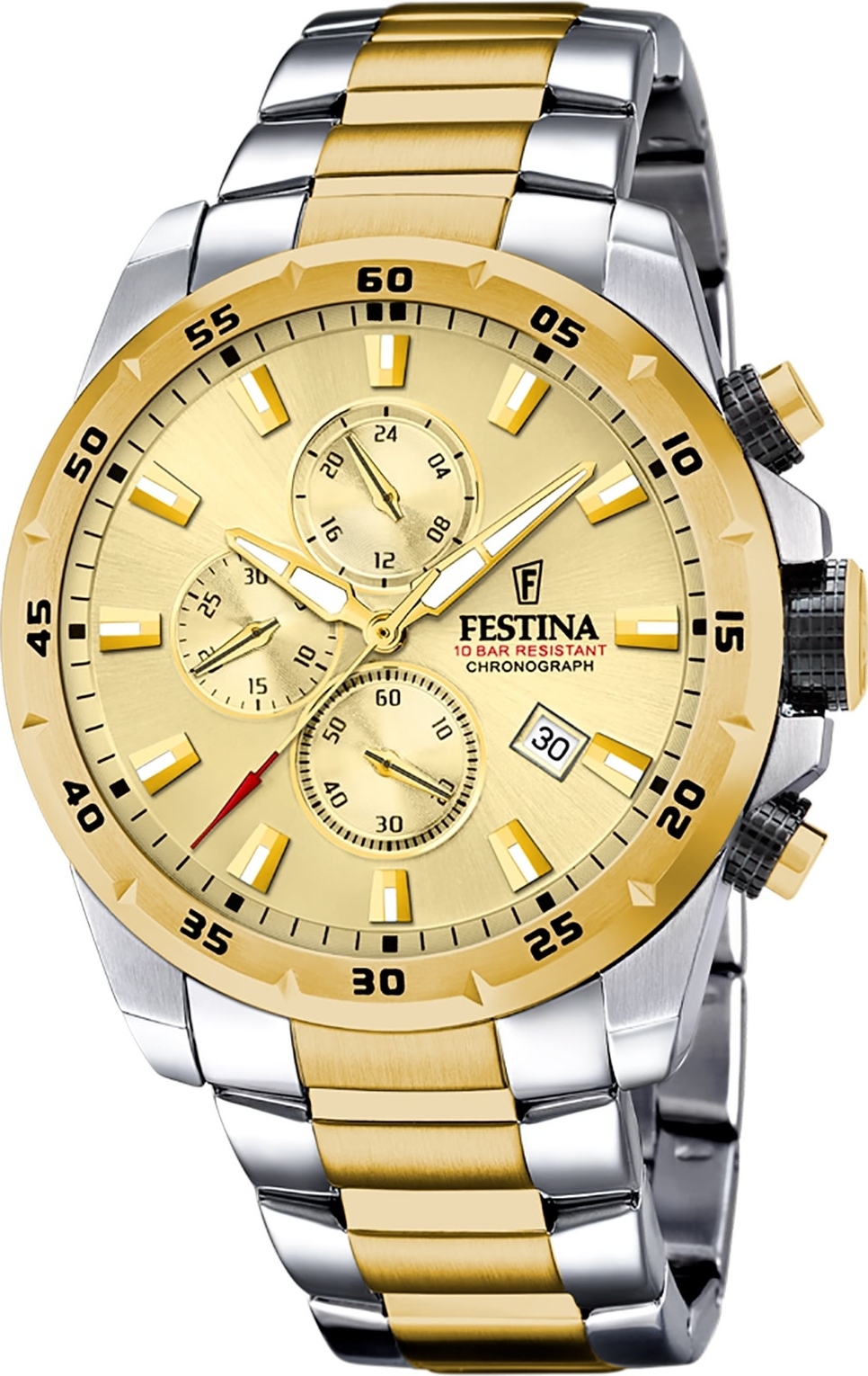 Festina pánske náramkové hodinky z nehrdzavejúcej ocele strieborné zlaté športové D2UF20562/1