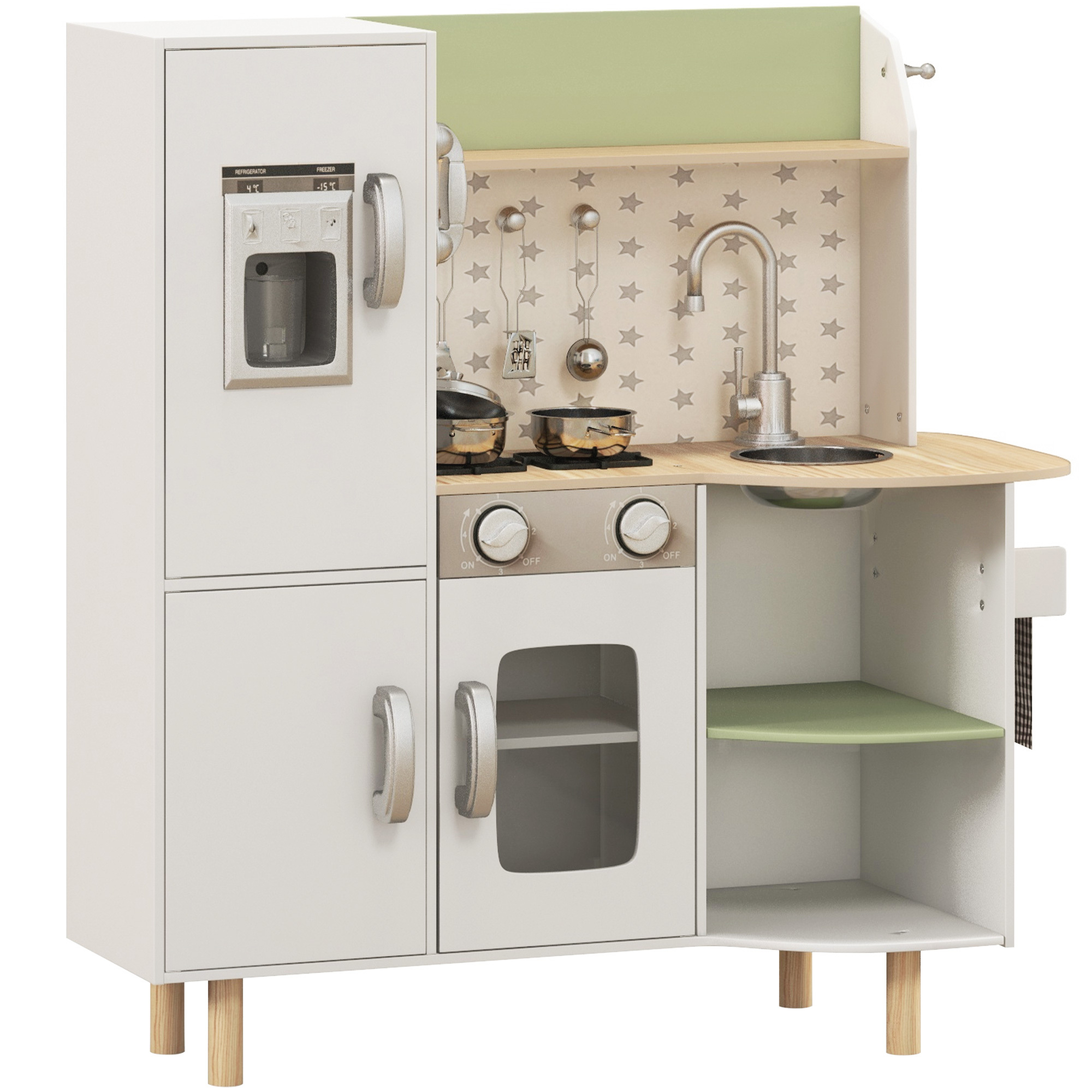 Cuisine Enfant 3-8 Ans Jeu D'imitation Avec Machine à Glaçons. évier Mobile En Acier Inoxydable 84 X 34 X 89 Cm Blanc 212394729
