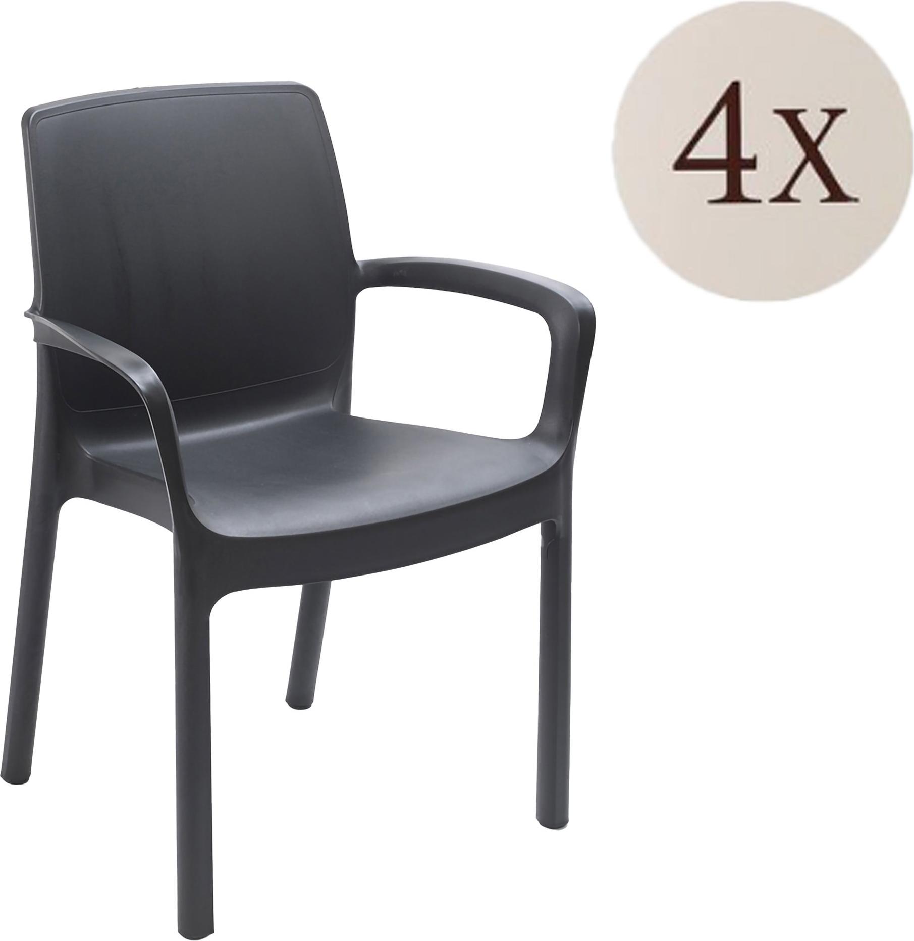 Dmora Sapps – Außenstuhl, Anthrazit, 4 Stück, Italy