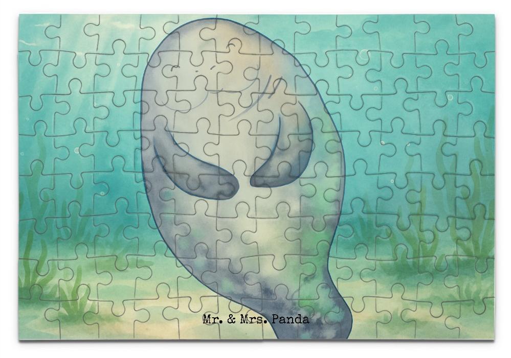 Mr. & Mrs. Panda Puzzle Seekuh Happy Design 96 Teile - Weiß - Geschenk, Freundin, Puzzlespiel, 1500, 2000, 1000, Zufrieden, Respekt, Meer, 500, Achtsamkeit, Seekühe PD-1966398-STANDARD
