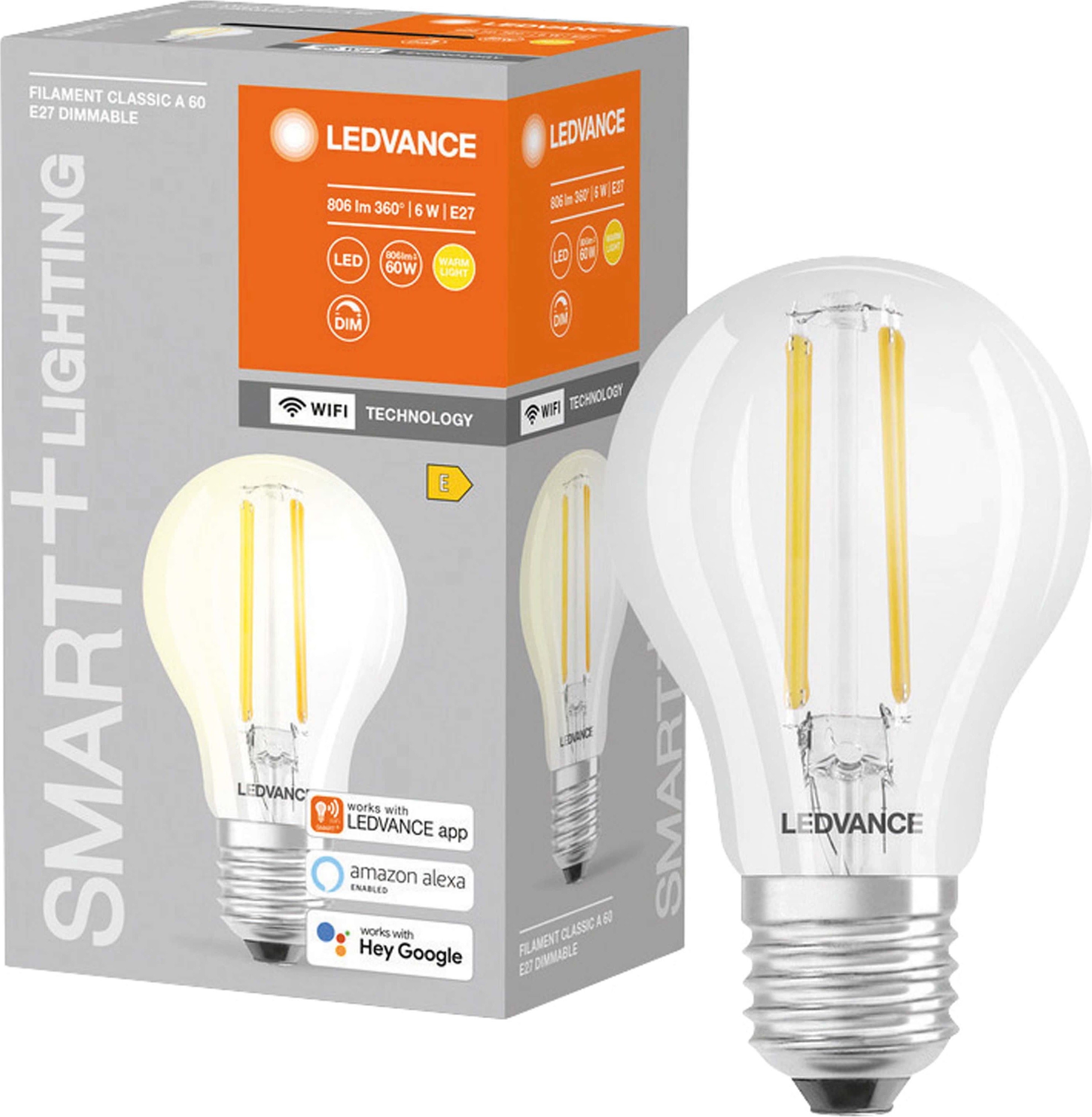 Ledvance Smarte LED-Lampe WiFi Technologie Sockel E27 dimmbar warmweiß 2700K (6,99)