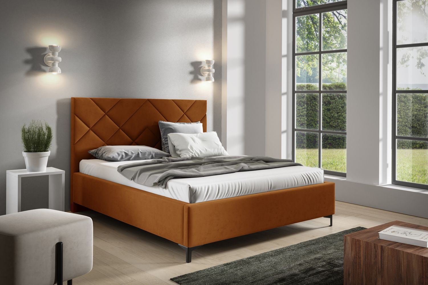 Čalúnená posteľ 180x200 ODETA 11 - oranžová