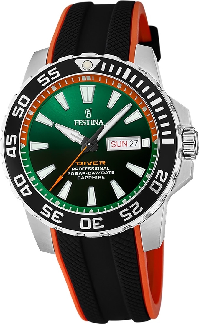 Pánske hodinky Festina gumové čierno-oranžové The Originals náramkové hodinky D2UF20662/2