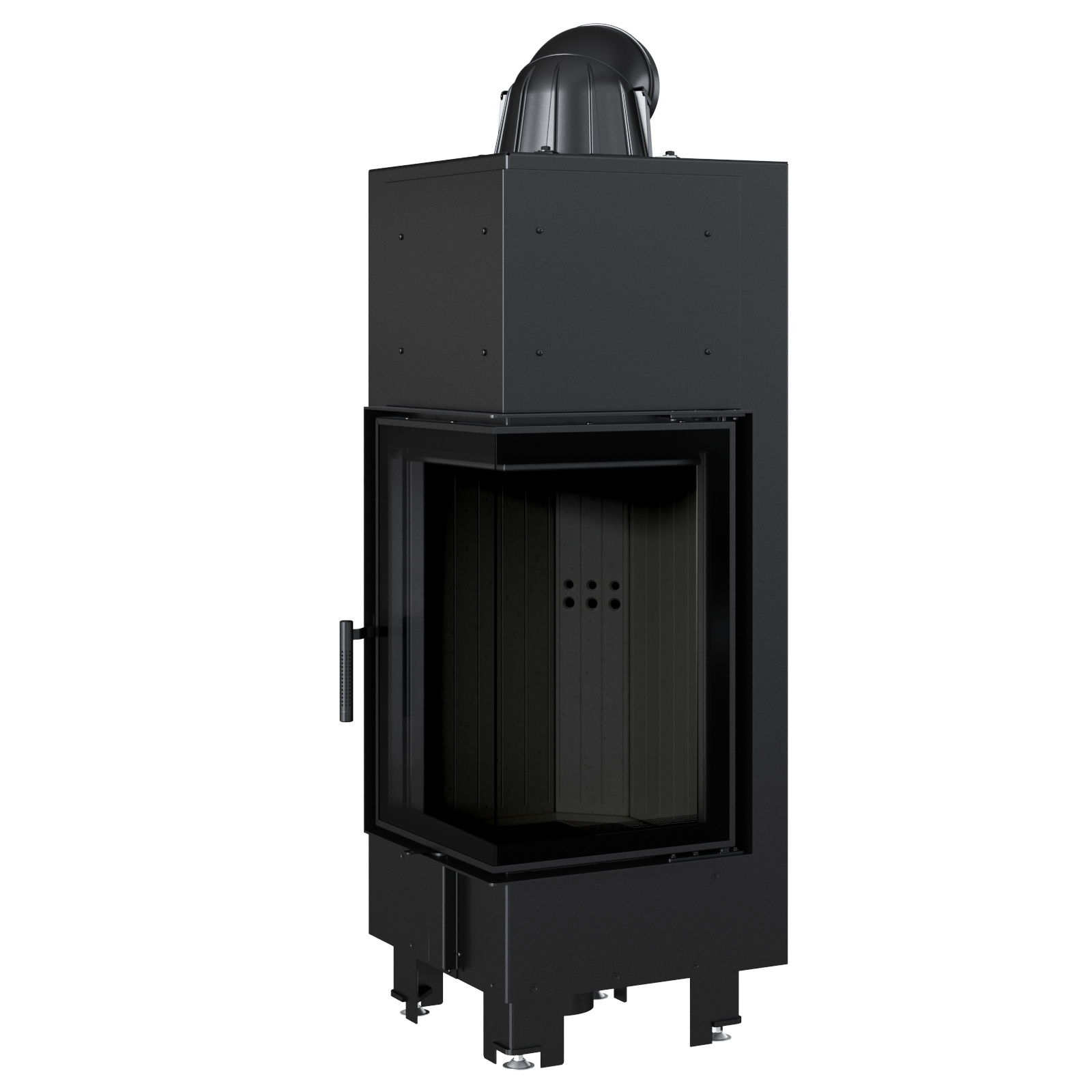 Oceľový krb KRATKI MBN pravý 10 kW Ø 200 čierny thermotec
