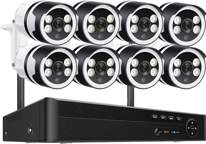 Bezpečnostný kamerový systém WiFi, 8CH s možnosťami 3MP/5MP, detekcia ľudí a obojsmerný zvuk, 8CH a 8 kusov 3MP kamier, 3T (vonkajšie športy)