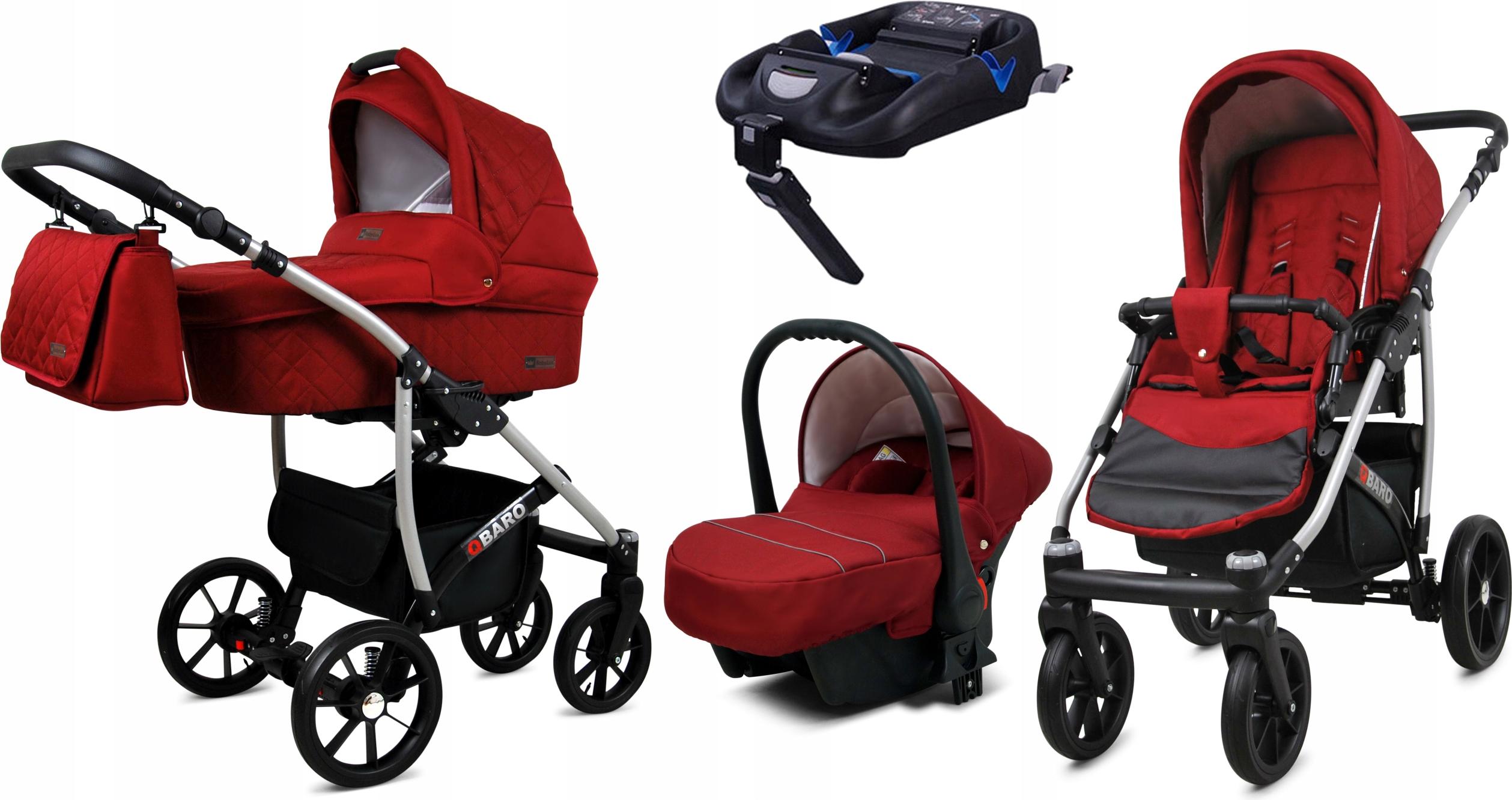 BabyLux Qbaro | 4in1 Kinderwagen Set | Chili | Kombikinderwagen | Kinderwagenset | Isofix-Basis