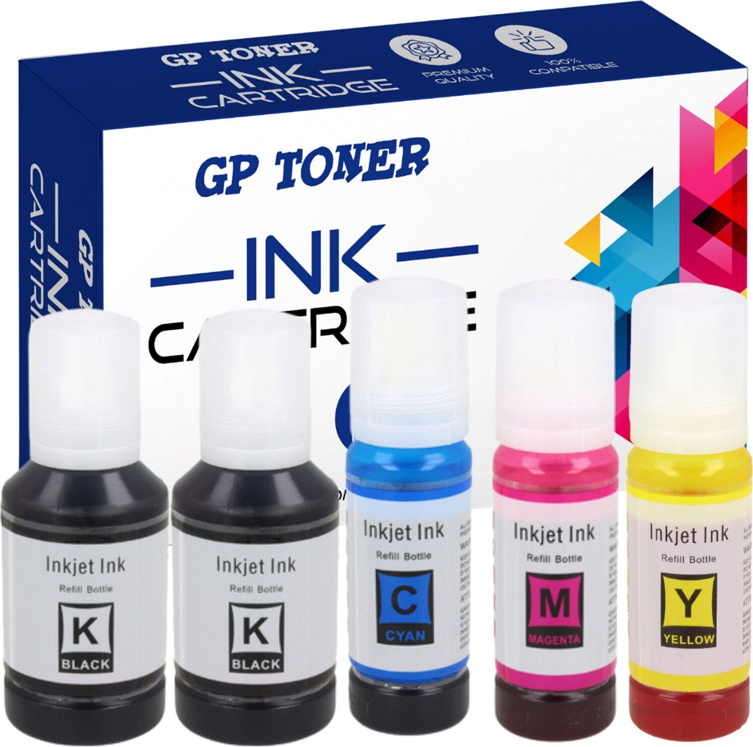 GP Toner 5X Tinte 104 Xl Für Epson Et-2710 Et-2715 Et-2720 Et-2815 Et-3700 Et-3750 Et-4750 GP-E102/104CMYKK